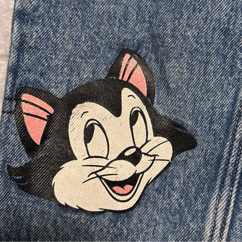 H&M Disney Minnie Mouse & Figaro Jeans Girl’s Elastic Waist Denim Pants Size 5T - Picture 3 of 10
